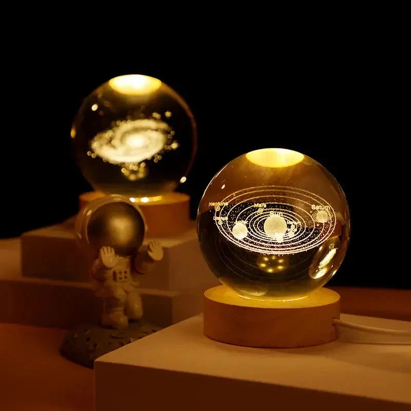 Kids LED Crystal Ball Lamp – 3D Moon & Galaxy Table Decor Toy Econic Blanks