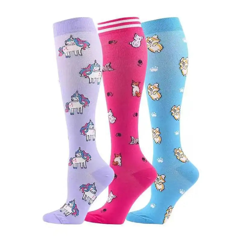 58 Styles 3 Pairs/Pack Compression Socks Knee High 30MmHg  Women Men Sports Socks Edema Diabetes Varicose Veins Running Socks Quick Pick Grocers