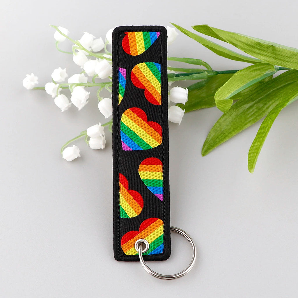 1pcs Rainbow Gay Embroidered Keys Tag Keychains For Motorcycles Cars Backpack Fashion Key Ring Accessories Chaveiro Gifts Quick Pick Grocers