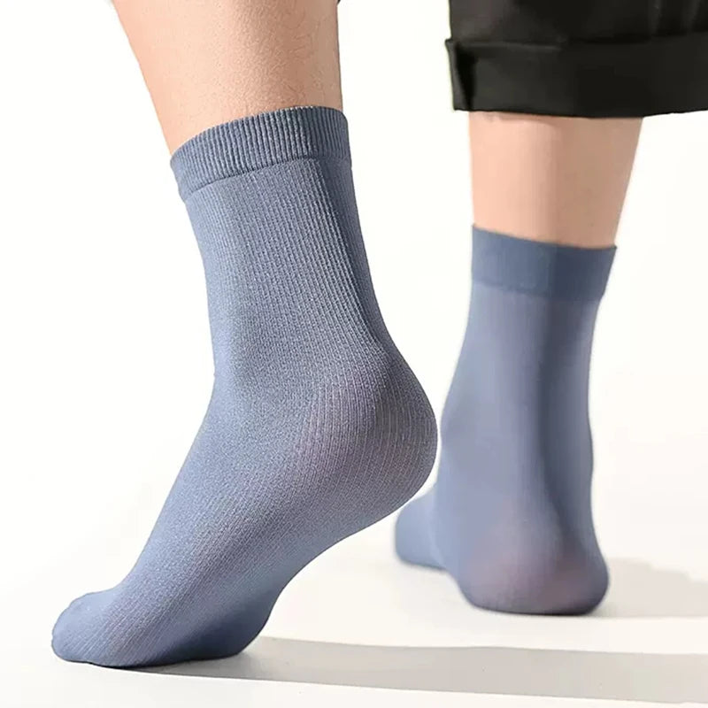 Men Ice Silk Socks Summer Spring Ultra-thin Socks Solid Business Socks Breathable Soft Socks Ankle Bamboo Fiber Socks Quick Pick Grocers