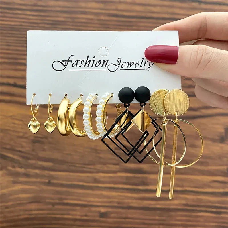 Modyle Gold Color Dangle Earrings Set Butterfly Acrylic Hollow Drop Earrings for Women Heart Hoop Earring Fashion Jewelry Gifts Econic Blanks