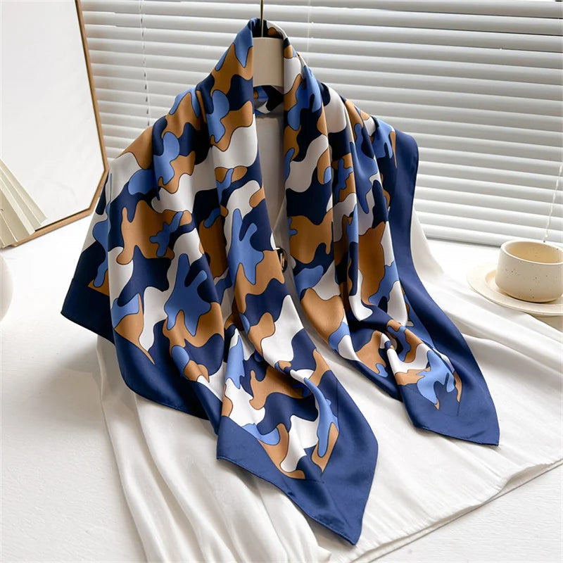 90*90Cm Square Scarf Twill Silk Feeling Women Head Shawls and Wraps Luxury Hair Tree Print Neck Scarves Hijab Bandana Pashmina Quick Pick Grocers