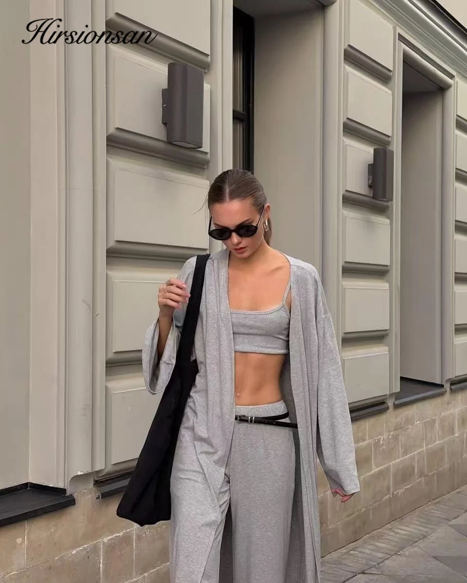 Hirsionsan Modal Soft Loose Sets Women Casual Three Pieces Long Sleeve Cardigan & High Waist Pants & Vest Outfits Tracksuit 2025 Quick Pick Grocers
