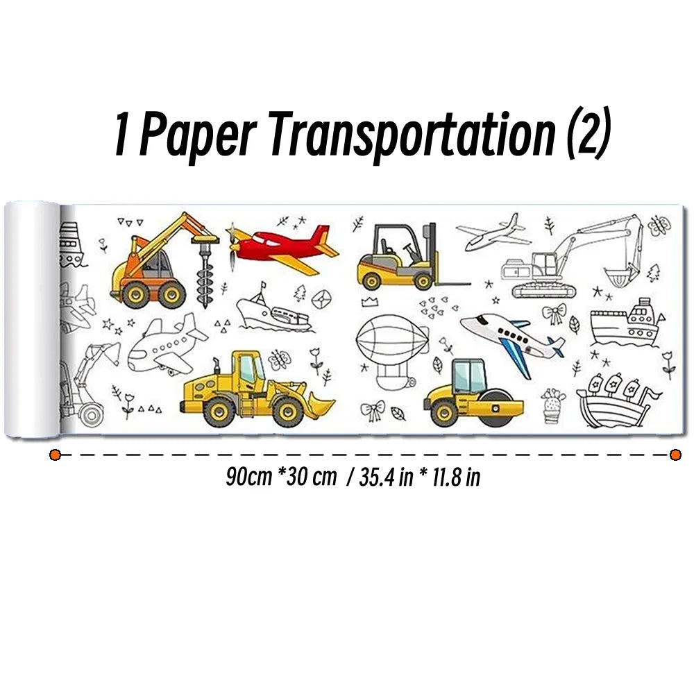 90cm Animal Canvas Children's Drawing Roll DIY Coloring Paper Roll Color Filling Graffiti Paper-cut Painting Educational School Quick Pick Grocers