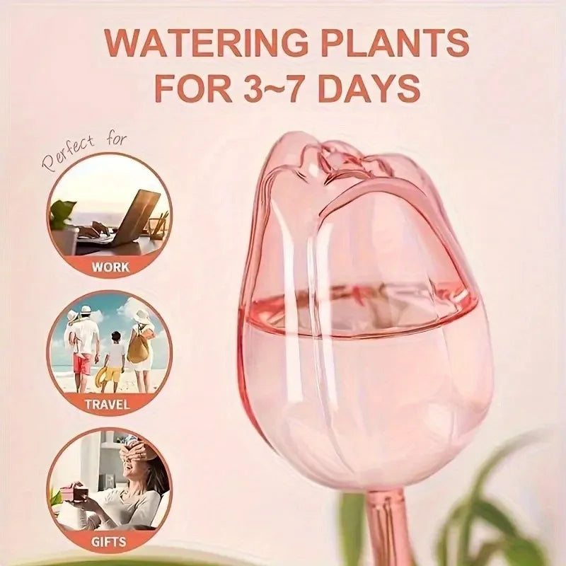 Pink tulip plant watering balls, suitable for indoor and outdoor plants, automatic plant drippers, and automatic watering Quick Pick Grocers