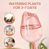 Pink tulip plant watering balls, suitable for indoor and outdoor plants, automatic plant drippers, and automatic watering Quick Pick Grocers