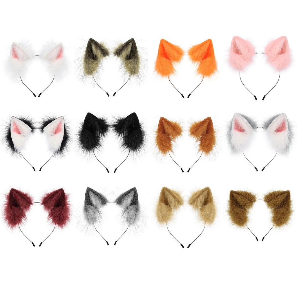 Handmade Faux Fur Animal Ears Headband Furry Cat Fox Ear Hairhoop Headwear Costume Accessory for Cosplay Masquerade Quick Pick Grocers