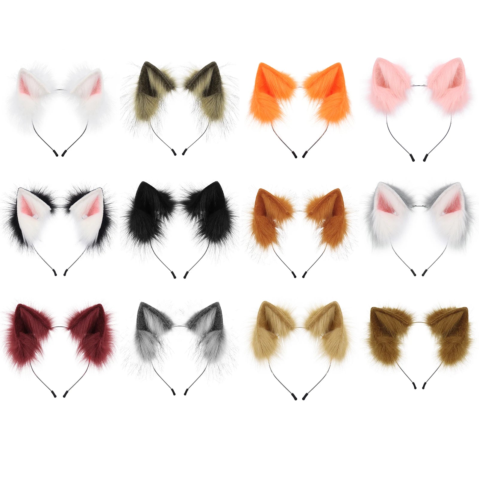 Handmade Faux Fur Animal Ears Headband Furry Cat Fox Ear Hairhoop Headwear Costume Accessory for Cosplay Masquerade Quick Pick Grocers