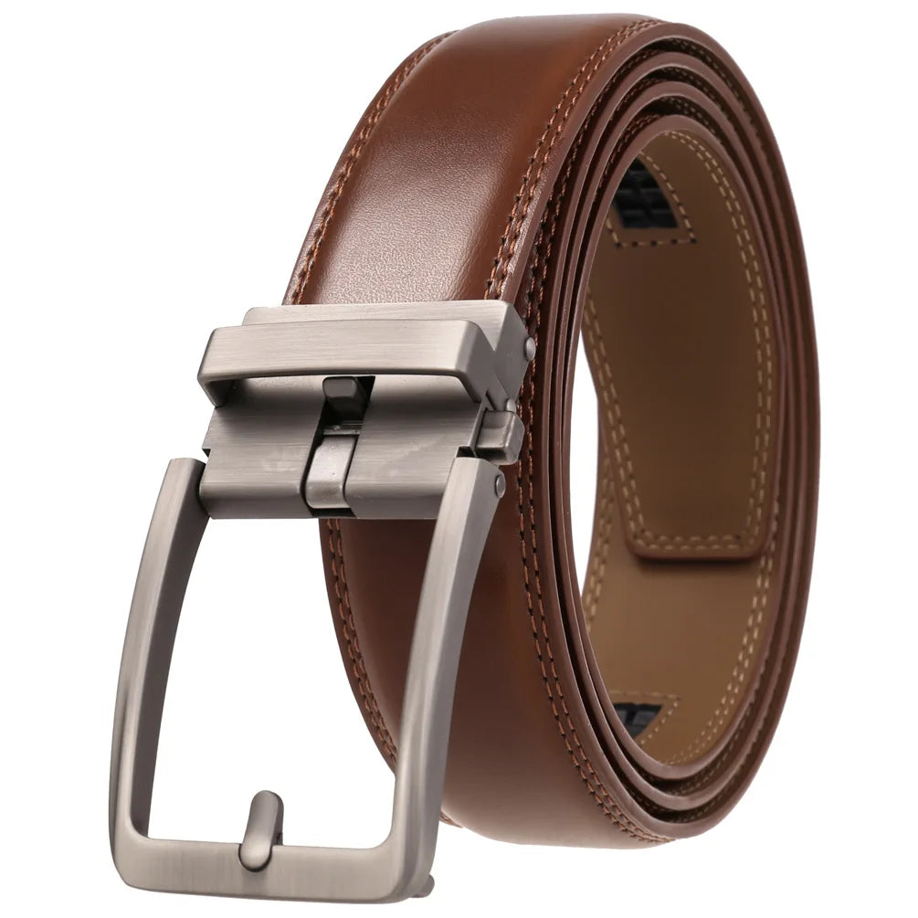 Men's Leather Belts Fashion Automatic Buckle Cowskin Male Belts Luxury Designer Black Brown 3.5cm Quick Pick Grocers