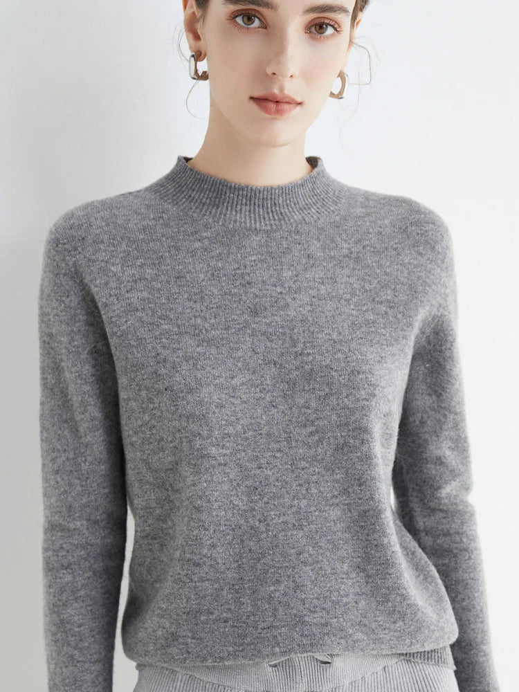 AOSSVIAO 2026 Autumn Winter Solid Mock-neck Pullover Sweater For Women Casual Knitwear Female Clothing Basic Soft Tops Quick Pick Grocers