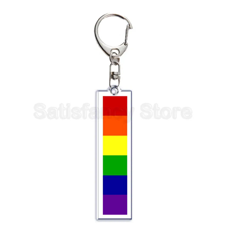 Gay Pride LGBT Rainbow Acrylic Keychain LGBTQ Transparent Double Sided Key Chain Key Ring Lesbian Keychains for Friends Gift Quick Pick Grocers