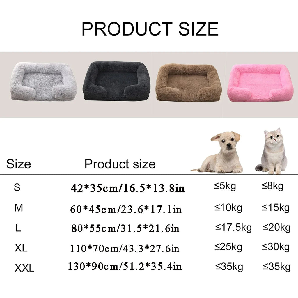 Square Dog Bed Plush Pet Bed Winter Thickened Pad House for Dogs Bed Cat Sofa for Flyffy Dogs Sleeping Bed Sofa Removable Mat Quick Pick Grocers