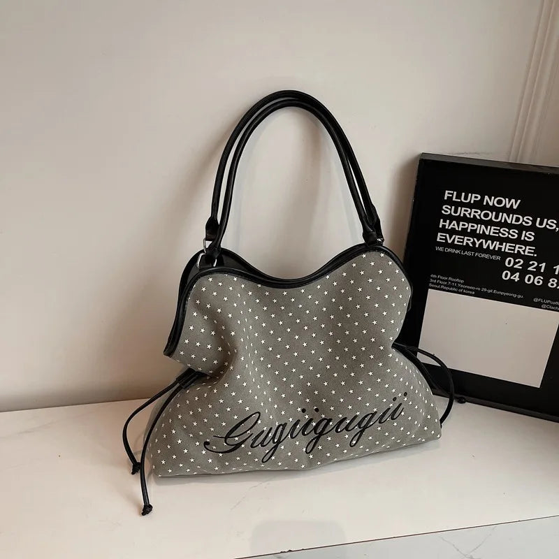 Brand Women's Shoulder Bag Y2k Fashion Sweet Polka Dot Handbag Korean Casual Versatile Leopard Print Brown Frosted Tote Bags Quick Pick Grocers