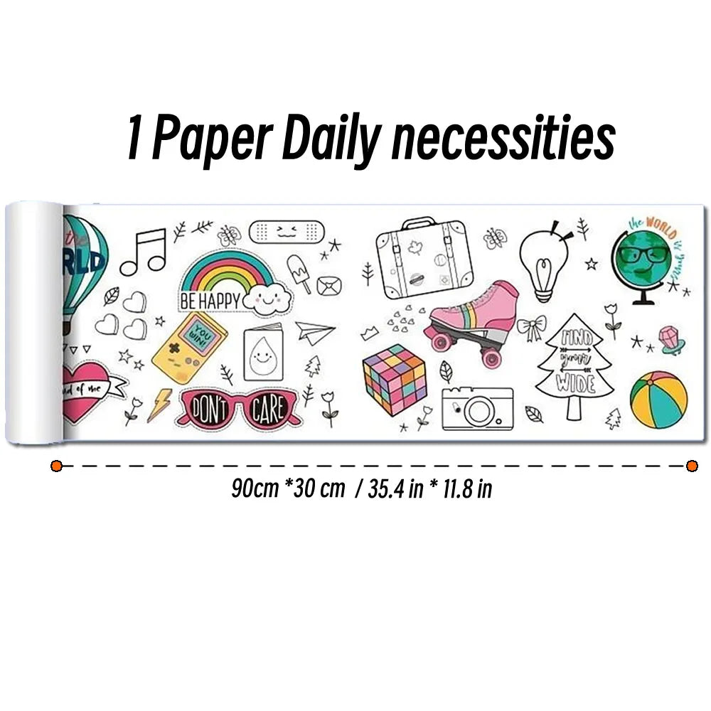 90cm Animal Canvas Children's Drawing Roll DIY Coloring Paper Roll Color Filling Graffiti Paper-cut Painting Educational School Quick Pick Grocers