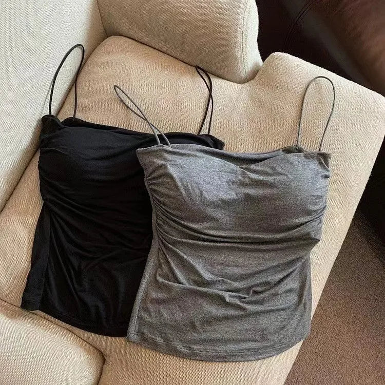 Women's Bra Stretch Women's Beach Everyday Casual Tank Top New Women's Halter Top Summer Korean Style Trend Fashion Built-In Quick Pick Grocers