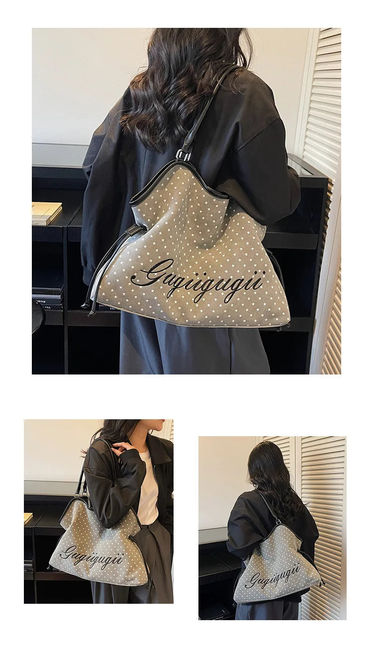 Brand Women's Shoulder Bag Y2k Fashion Sweet Polka Dot Handbag Korean Casual Versatile Leopard Print Brown Frosted Tote Bags Quick Pick Grocers