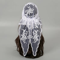Elegant Lace Scarf Hollow Out Embroidery Foulard Bandana Solid Color Triangular Scarf Thin Vintage HandkerChiefs for Hair Woman Quick Pick Grocers