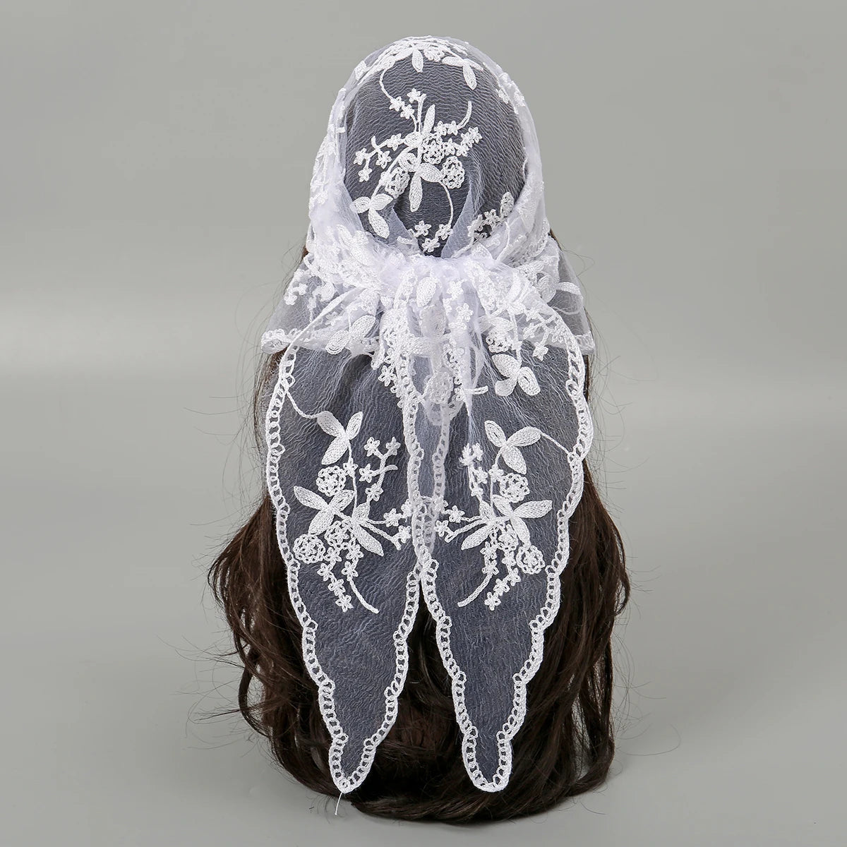 Elegant Lace Scarf Hollow Out Embroidery Foulard Bandana Solid Color Triangular Scarf Thin Vintage HandkerChiefs for Hair Woman Quick Pick Grocers