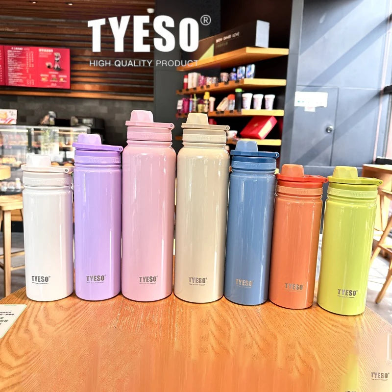 Tyeso Stainless Steel Thermal Water Bottle Portable Tumbler Sport Vacuum Flask Keeps Cold and Heat Thermal Mug Car Insulated Cup Econic Blanks