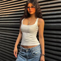 Women's Sculpted Square Neck Tank Top Summer Slim Fit Workout Athletic Crop Tops for Women Quick Pick Grocers