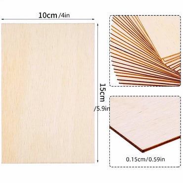 4Pcs/8pcs/15Pcs 6X4in/15X10cm Rectangle Unfinished Wood Sheets for Crafts House Aircraft Ship Boat Arts, DIY Wooden Econic Blanks