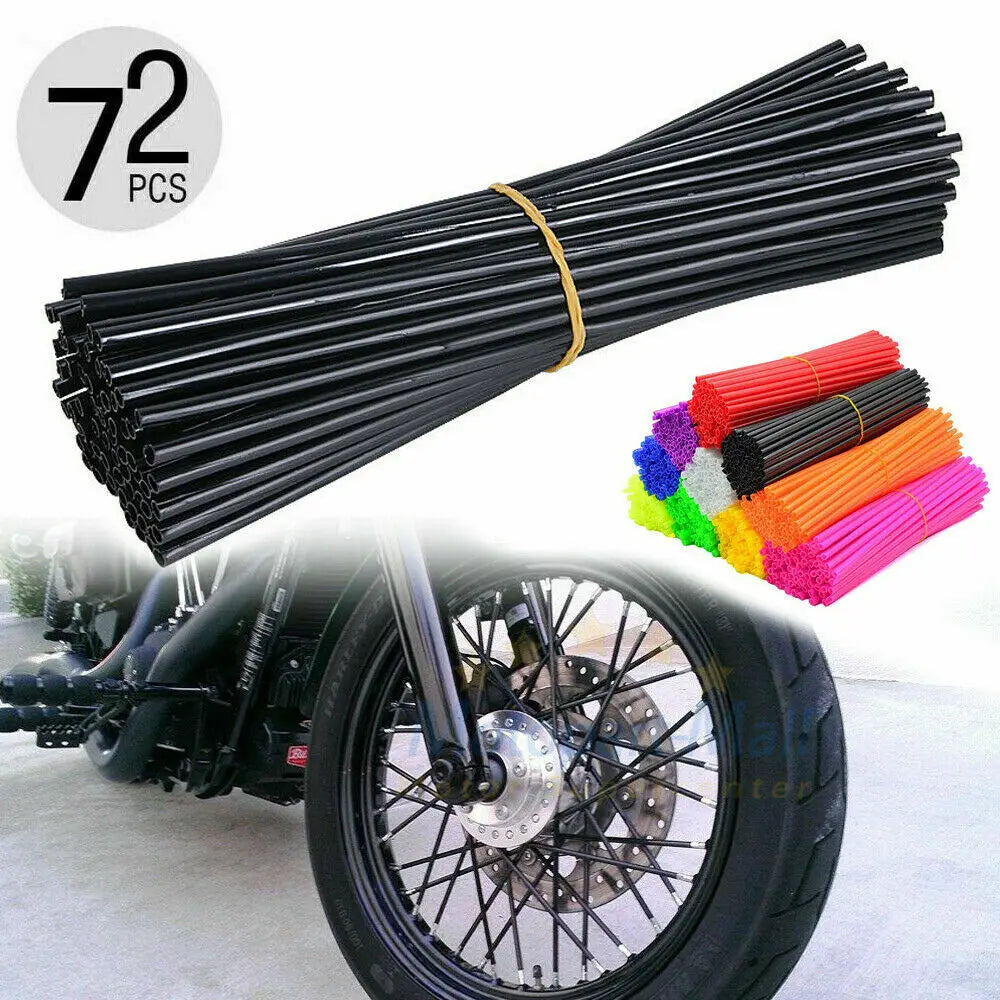 72pcs Bicycle Wheel Spoked Protector Wraps 24cm Wheel Rim Spoke Wrap Kit for Motorcycle Bike Color Rims Skin Trim Covers Pipe