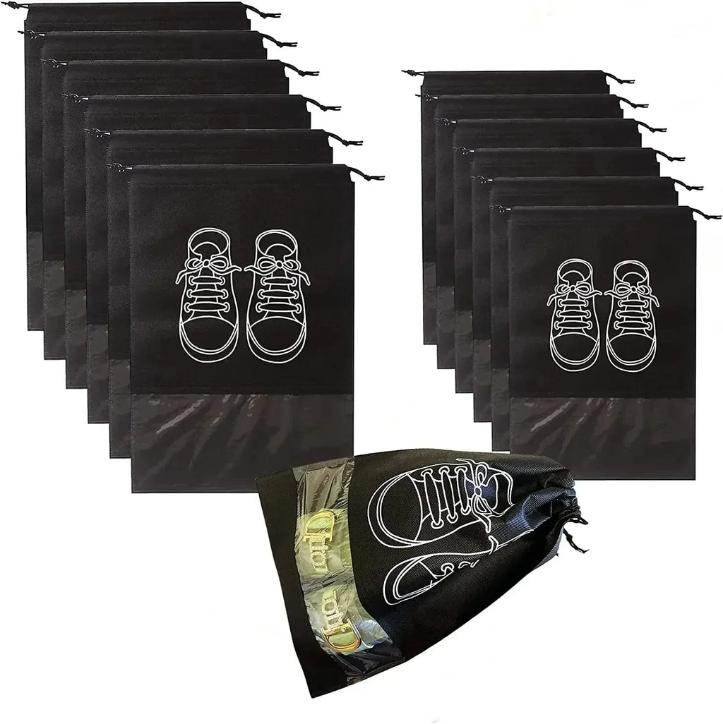 5pcs/set Shoe Storage Bag With Thickened Non-woven Fabric Strap Mouth Large Capacity Travel Waterproof Shoe Bag Moistureproof Econic Blanks