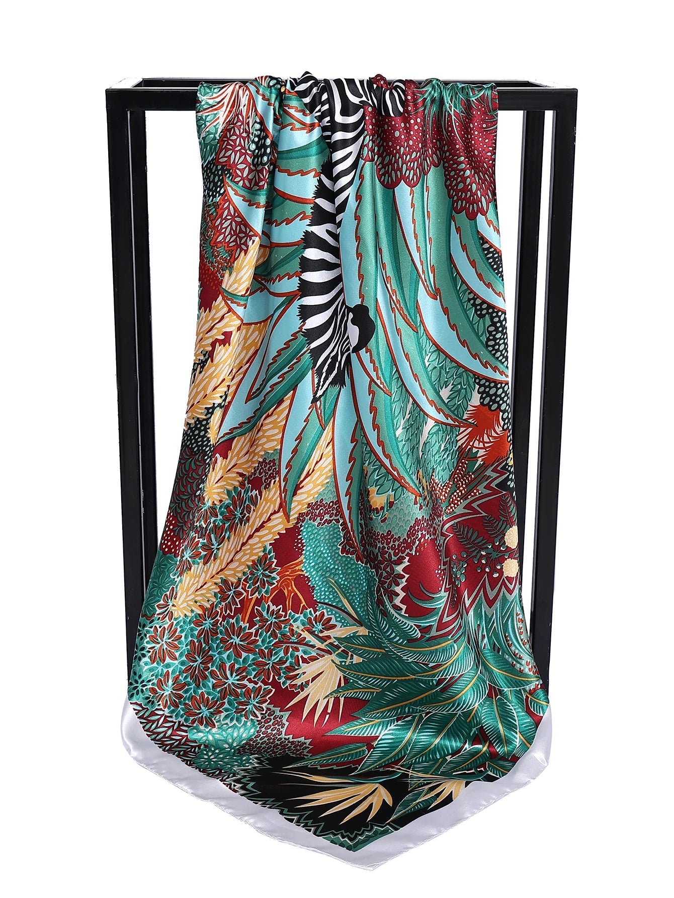 Luxury Brand Square Silk Scarf Women Satin Print Hijab Scarves Muslim Pareo Bandana Female Shawl Wrap Headband Foulard 90*90cm Quick Pick Grocers
