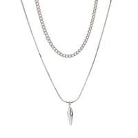 KunJoe 2pcs/set Stainless Steel Metal Rivet Pendant Thin Snake Chain Necklace for Men Punk Silver Color Cuban Link Chain Choker Quick Pick Grocers