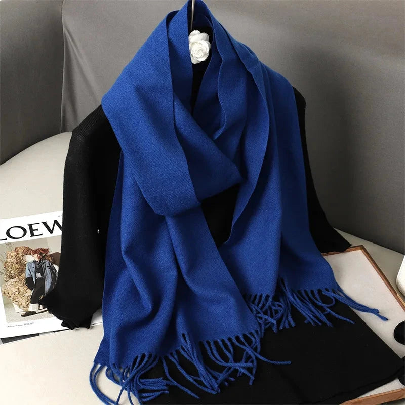 62Color Solid Women Winter Scarf Warm Thicken Cashmere Shawl Outdoor Fashion Luxury Tassels Pashmina Lady Wrap Windproof Scarves Econic Blanks