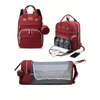3 In 1 Diaper Bag Backpack Foldable Baby Bed Waterproof Travel Bag with USB Charge Diaper Bag Backpack with Changing Bed 3 types Purest Peak