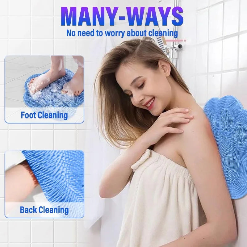 New Bathroom Use Silicone Non-slip Foot Basin Cleaning Pad, with Suction Cup for Exfoliation Shower Head Massage Bath Brush Quick Pick Grocers