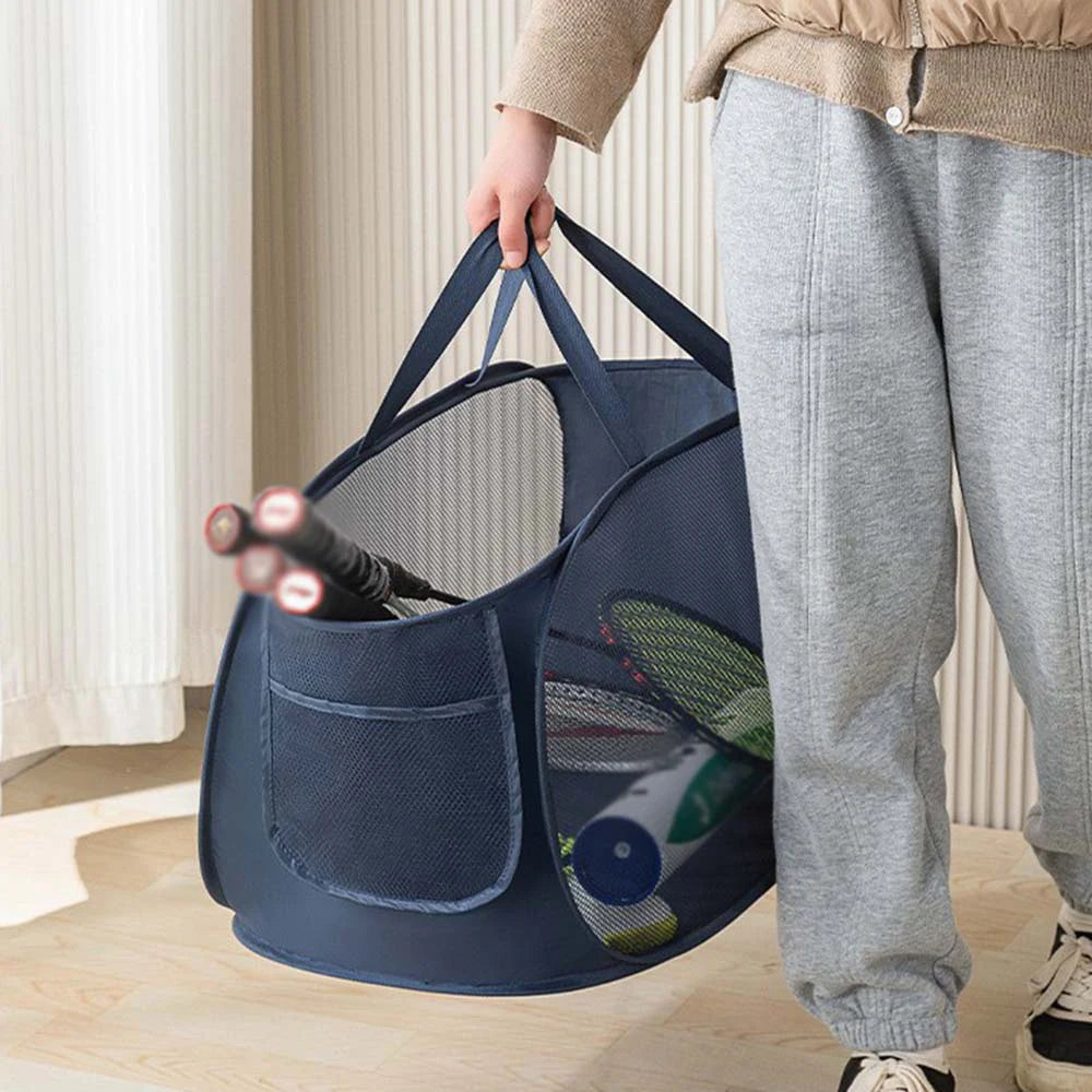 1PC Horizontal Foldable Laundry Basket Mesh Cloth Breathable Laundry Hamper Home Accessories Large Capacity Storage Baskets Econic Blanks