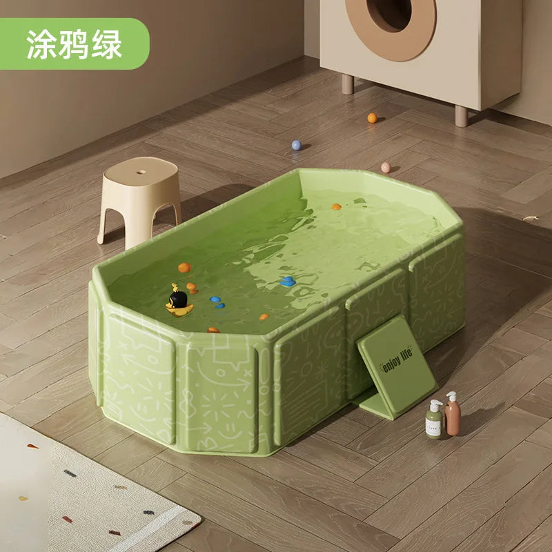 Large Baby Bathtub 0-5 Year Old Children Foldable Tub Babies Sit Lie Down All-in-One Newborn Bathing Basin Keep Warm Baby Tubs Purest Peak