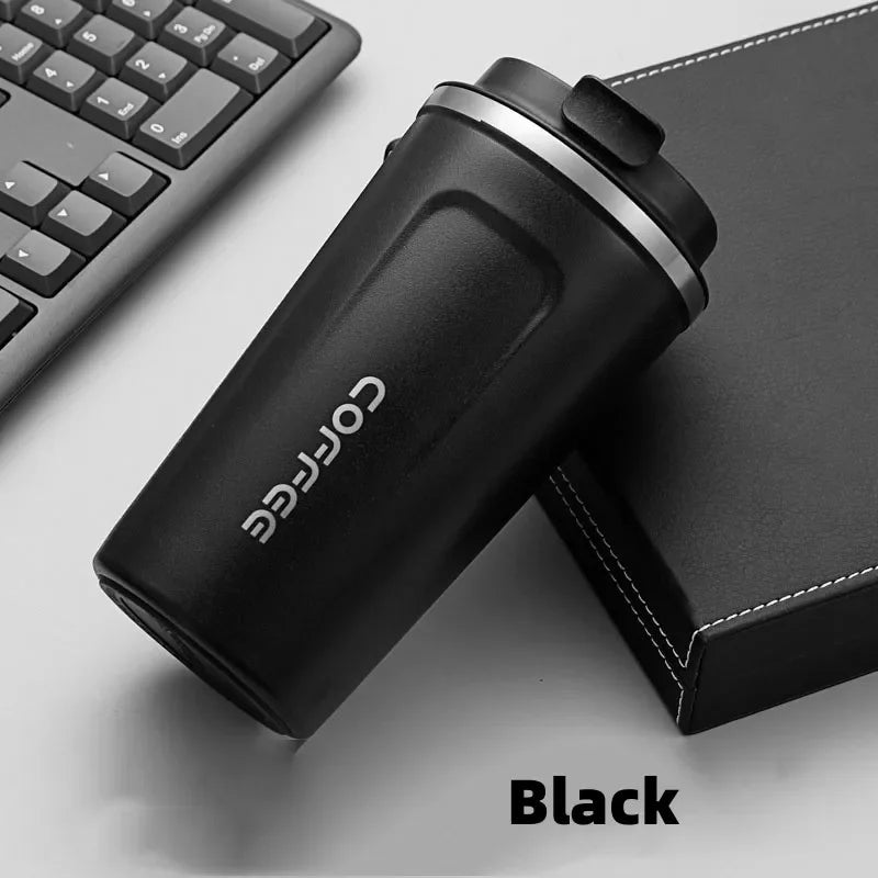 380/510ml Stainless Steel Coffee Cup Travel Thermal Mug Leak-Proof Thermos Bottle Tea Coffee Mug Office Business Style Thermos Quick Pick Grocers