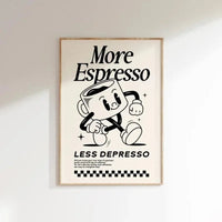 More Espresso Less Depresso Wall Art, Coffee Quote Wall Art, Coffee Station Wall Art, Coffee Bar Print, Cute Prints, Retro Quote Quick Pick Grocers