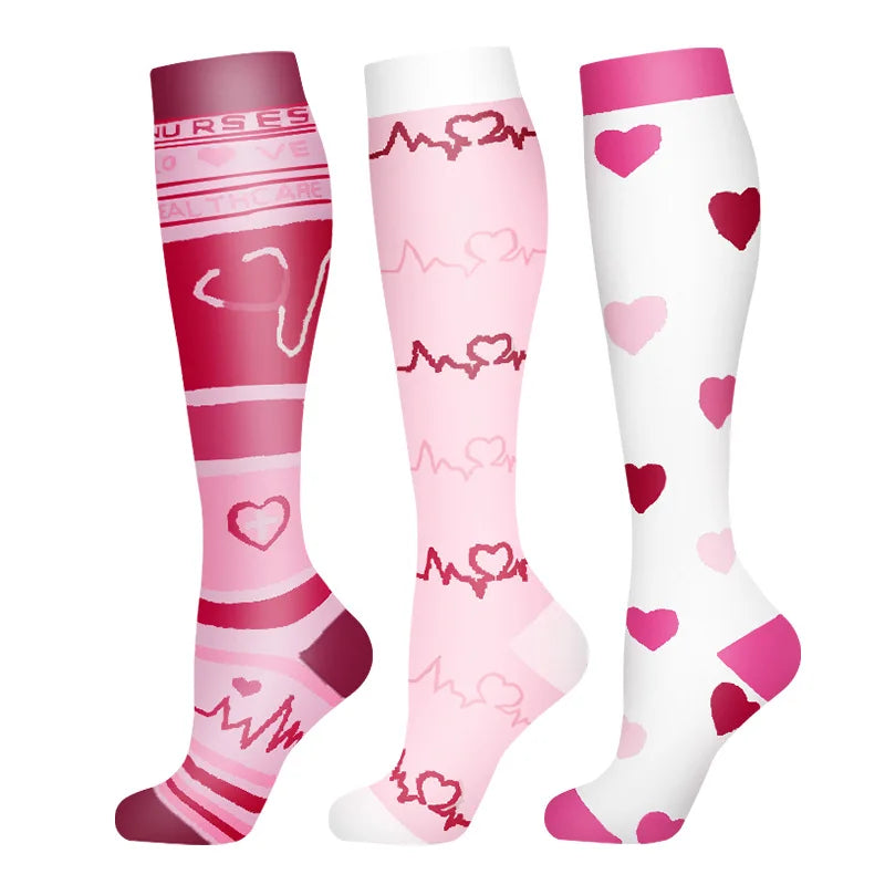 58 Styles 3 Pairs/Pack Compression Socks Knee High 30MmHg  Women Men Sports Socks Edema Diabetes Varicose Veins Running Socks Quick Pick Grocers