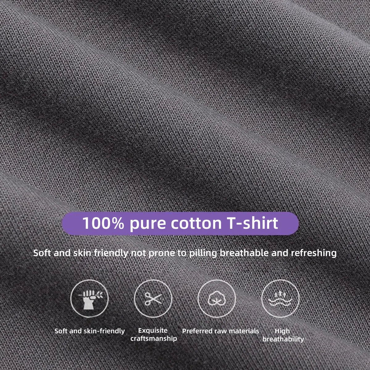 100% Pure Cotton T-Shirt With Round Neck Shoulder Design For Both Men Women Summer Solid Color Short Sleeved Casual Loose Fit Quick Pick Grocers