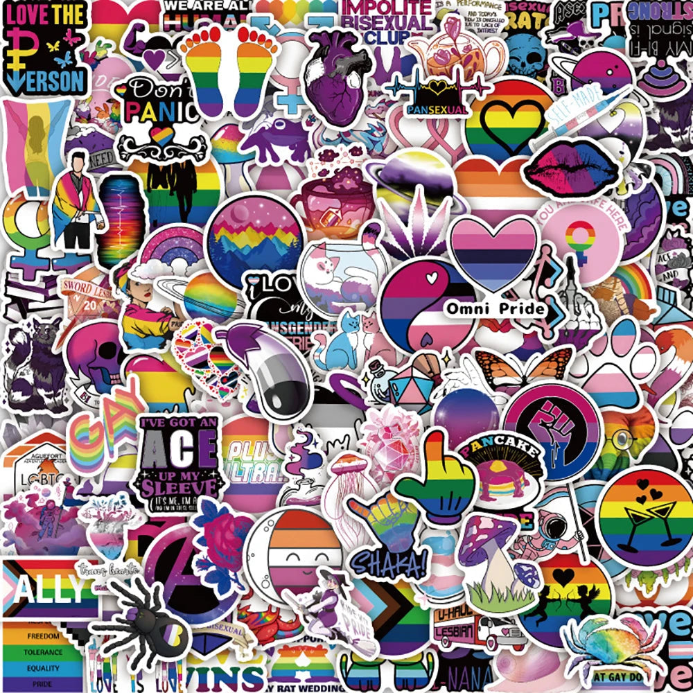 10/30/50/126PCS Nonbinary Pansexual Transgender Bisexual Asexual Pride LGBT Stickers DIY Bike Skateboard Fridge Funny Sticker Quick Pick Grocers