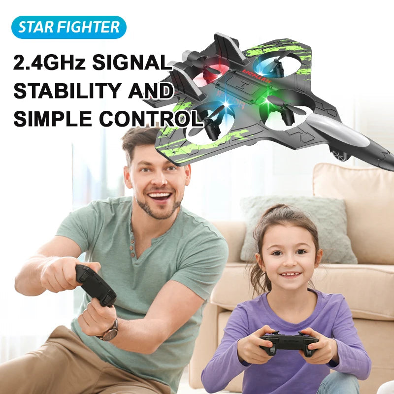 Glider Flying Helicopter RC Hobby Jet Plane 2.4G Stunt Remote Control Foam Fighter Airplane Toy With Light Econic Blanks