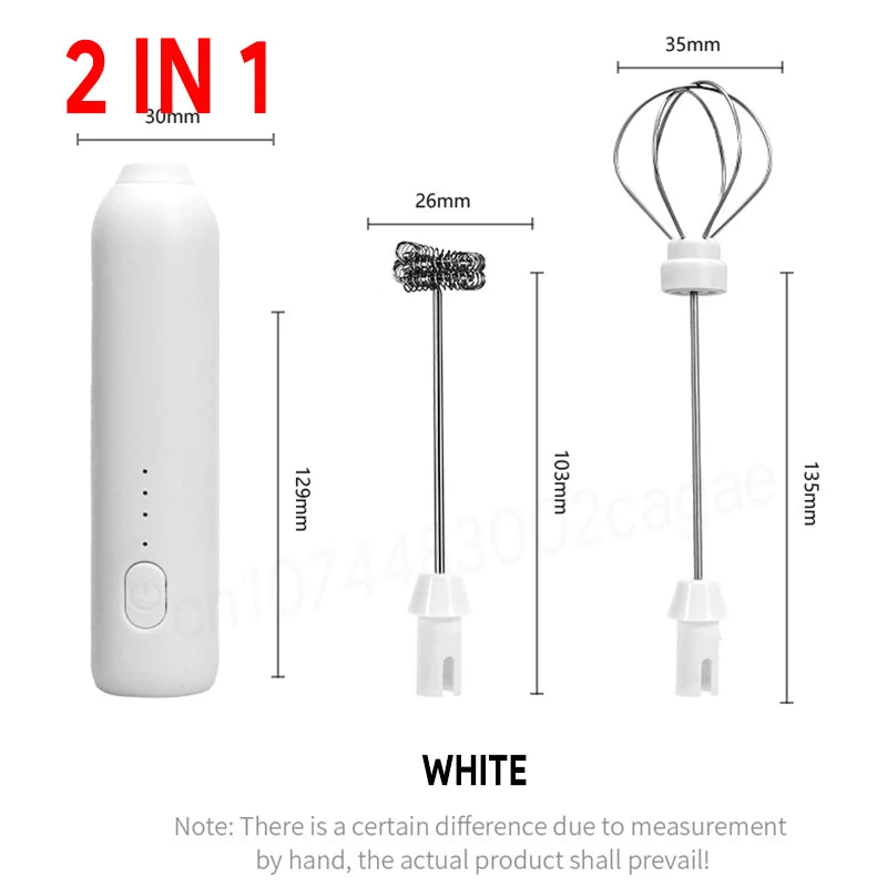 HOT  Electric Milk Frother + Egg Beater Wireless Type-C Charging 3 Speeds Mini Handheld Foam Maker Coffee Whisk Cooking Tools Quick Pick Grocers