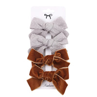 4Pcs/Set Baby Bows Hair Clips Muslin Girls Hairpins Hairclip For Kids Cotton Linen Barrette Flower Print Side Pin  Accessories Purest Peak
