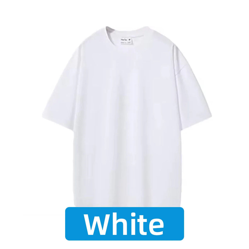 100% Pure Cotton T-Shirt With Round Neck Shoulder Design For Both Men Women Summer Solid Color Short Sleeved Casual Loose Fit Quick Pick Grocers