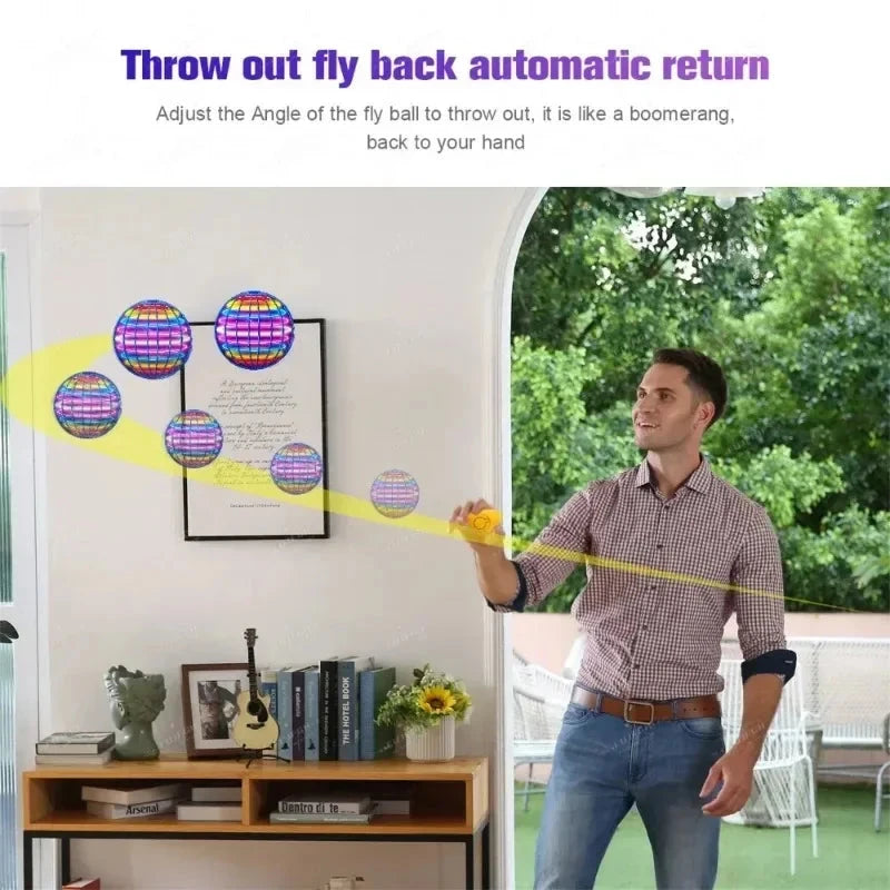 Flying Ball Children's Hand Controlled Color LED Cosmic Globe 360 ° Rotating Suspension Ball Suitable for Indoor and Outdoor Toy Econic Blanks