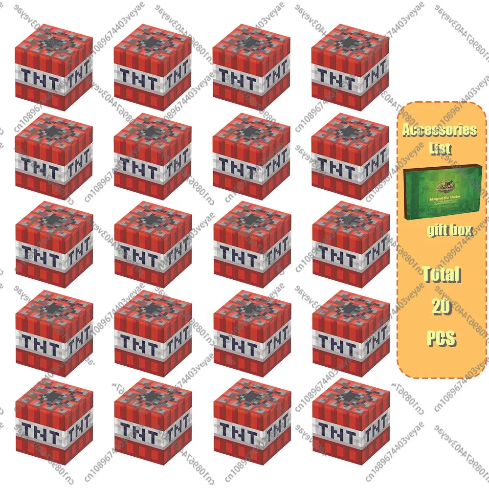 Magnetic Building Blocks Mine World Magnet Cube Set for Boy Girl Kid Age 3+ DIY Model Children Stem STEM Sensory Toy Gift Econic Blanks