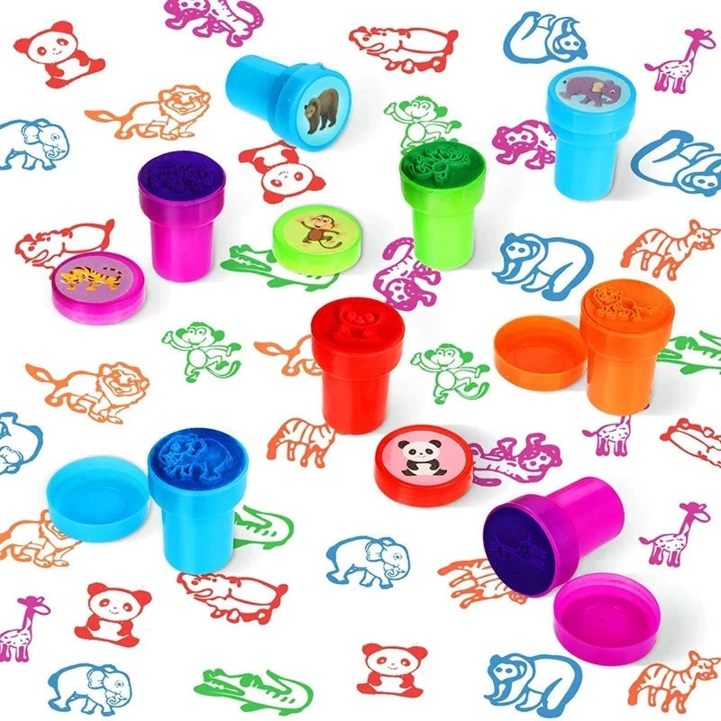 10pcs Assorted Stamps for Kids Self-ink Stamps Children Toy Stamps Smiley Face Seal Scrapbooking DIY Painting Photo Album Decor Econic Blanks