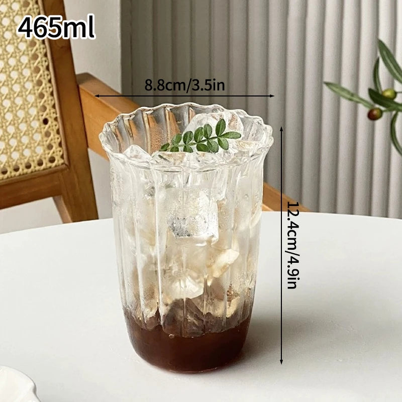 Glasses Cup Transparent Water Bottle Tumbler Whiskey Glass Drinkware Coffee Milk Juice Mug Cup Kitchen Accessory Stripe Cups 텀블러 Quick Pick Grocers