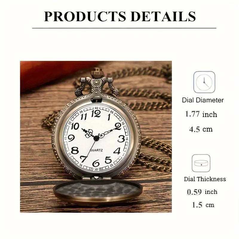 Vintage Bronze Train Locomotive Steampunk Quartz Pocket Watch Necklace Pendant with Chain Best Gift for Men Women reloj bolsillo Quick Pick Grocers