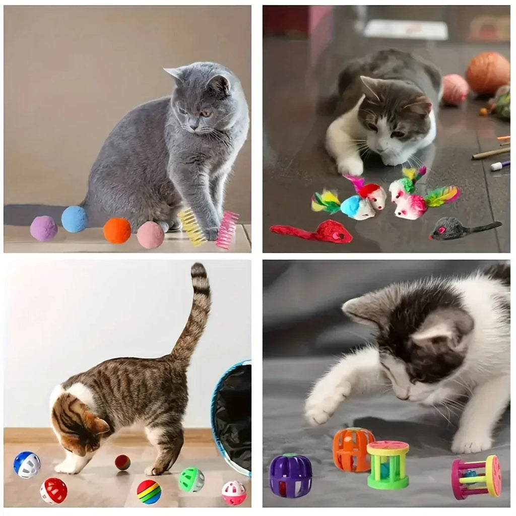 56pcs/28pcs/14pcs Cat Toys Mixed Pack. A Combination of Various Plastic Toys and Plush Toys Suitable for Multiple Cats To Play Quick Pick Grocers