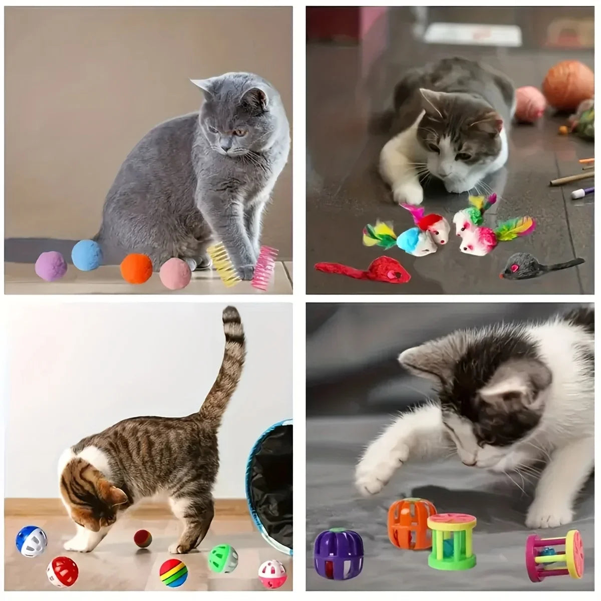 56pcs/28pcs/14pcs Cat Toys Mixed Pack. A Combination of Various Plastic Toys and Plush Toys Suitable for Multiple Cats To Play Quick Pick Grocers